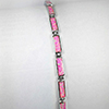 952 Sterling Silver Bracelet Jewelry with Multi Color Pink Opal Length 7.2 Inch.