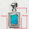 925 Sterling Silver Multi Color Blue Created Opal Pendant Jewelry 4.22 G.