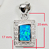 925 Sterling Silver Multi Color Blue Created Opal Pendant Jewelry 4.29 G.