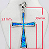 5.66 Grams Real 925 Sterling Silver Multi Color Blue Created Opal Pendant