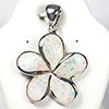 9.90 Grams Real 925 Sterling Silver Multi Color White Created Opal Pendant