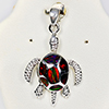 4.89 G.Multi Color Fancy Created Opal Turtle 925 Sterling Silver Jewelry Pendant
