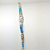 952 Sterling Silver Bracelet Jewelry with Multi Color Blue Opal Length 8 Inch.