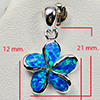 925 Sterling Silver Multi Color Blue Created Opal Pendant Jewelry 2.80 G.