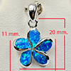 925 Sterling Silver Multi Color Blue Created Opal Pendant Jewelry 2.74 G.