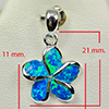 925 Sterling Silver Multi Color Blue Created Opal Pendant Jewelry 2.83 G.
