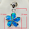 925 Sterling Silver Multi Color Blue Created Opal Pendant Jewelry 2.61 G.
