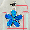 925 Sterling Silver Multi Color Blue Created Opal Pendant Jewelry 6.92 G.