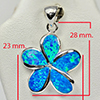 925 Sterling Silver Multi Color Blue Created Opal Pendant Jewelry 6.95 G.