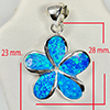 925 Sterling Silver Multi Color Blue Created Opal Pendant Jewelry 7.08 G.