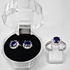 Natural Gems Sapphire 925 Sterling Silver Jewelry Sets Ring Size 8 And Earrings