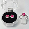 Natural Gems Pink Ruby 925 Sterling Silver Jewelry Sets Ring Size 8 And Earrings