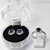 Natural Gems Sapphire 925 Sterling Silver Jewelry Sets Ring Size 8 And Earrings