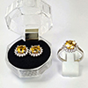 Natural Gems Citrine 925 Sterling Silver Jewelry Sets Ring Size 9 And Earrings