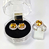 Natural Gems Citrine 925 Sterling Silver Jewelry Sets Ring Size 8 And Earrings