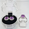 Natural Gems Amethyst 925 Sterling Silver Jewelry Sets Ring Size 8 And Earrings