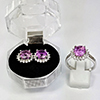 Natural Gems Amethyst 925 Sterling Silver Jewelry Sets Ring Size 9 And Earrings
