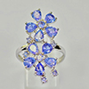Natural Violetish Blue Tanzanite 925 Sterling Silver Ring Jewelry 4.51 G. Size 8