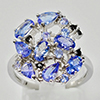 Natural Violetish Blue Tanzanite 925 Sterling Silver Ring Jewelry 3.37 G. Size 7