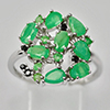 Natural Green Emerald Mix Shape 925 Sterling Silver Ring Jewelry 3.42 G. Size 9
