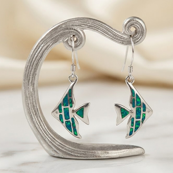 925 Sterling Silver Jewelry Earrings 7.19 Grams with Multi Color Blue Created Opal 925 Sterling Silver Jewelry Earrings 7.19 Grams with Multi Color Blue Created Opal