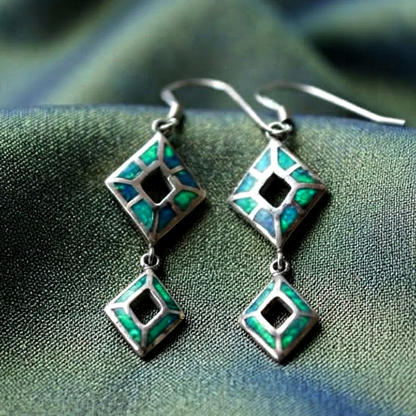 925 Sterling Silver Jewelry Earrings 7.87 Grams with Multi Color Blue Created Opal 925 Sterling Silver Jewelry Earrings 7.87 Grams with Multi Color Blue Created Opal