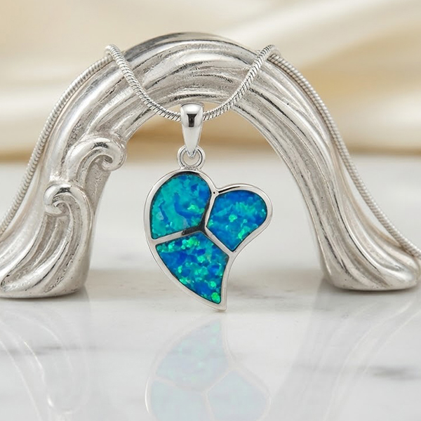 925 Sterling Silver Jewelry Pendant 3.10 G. with Multi Color Blue Created Opal 925 Sterling Silver Jewelry Pendant 3.10 G. with Multi Color Blue Created Opal