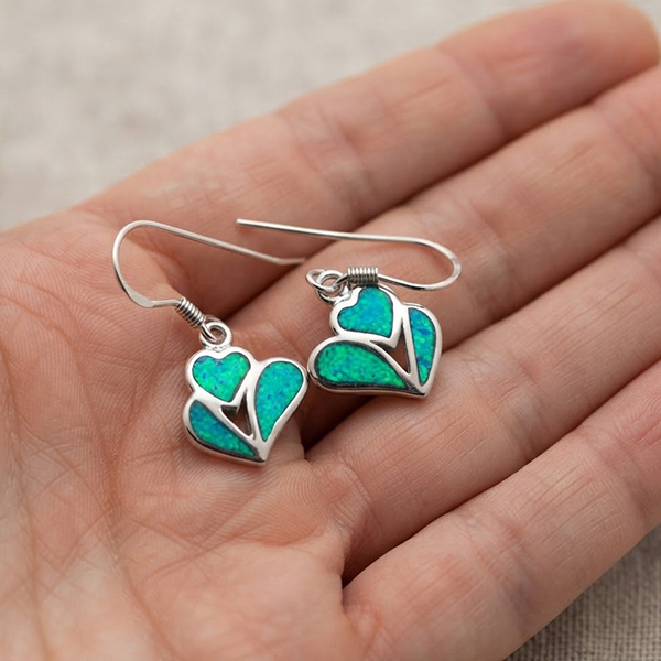 925 Sterling Silver Jewelry Earrings 4.61 Grams with Multi Color Blue Created Opal 925 Sterling Silver Jewelry Earrings 4.61 Grams with Multi Color Blue Created Opal