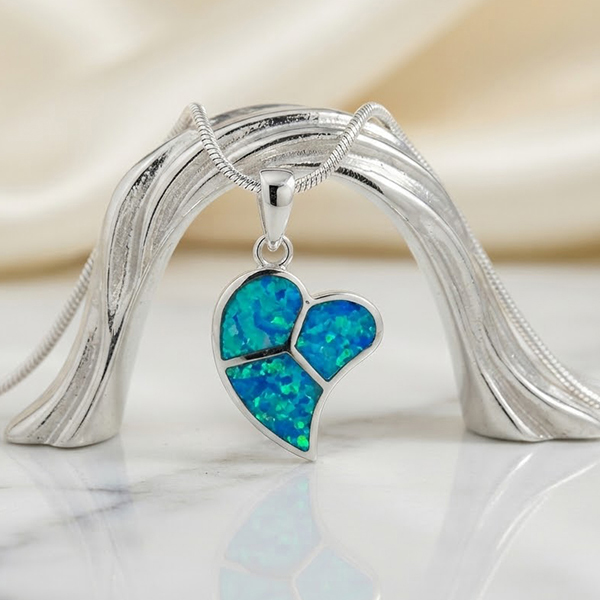 925 Sterling Silver Jewelry Pendant 3.18 G. with Multi Color Blue Created Opal 925 Sterling Silver Jewelry Pendant 3.18 G. with Multi Color Blue Created Opal