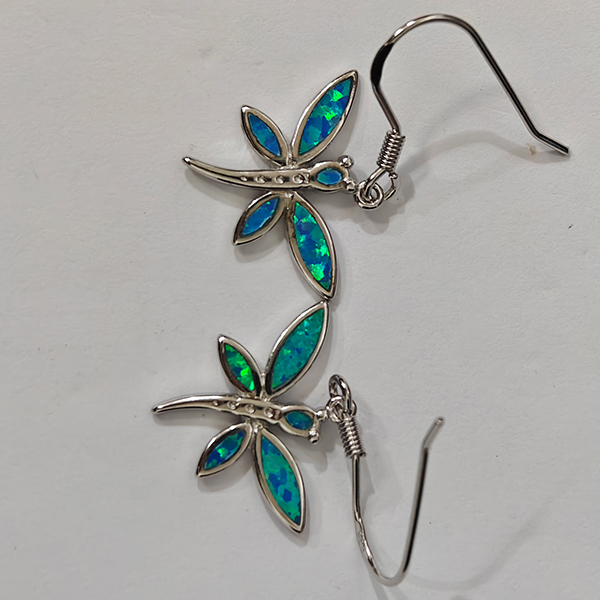 925 Sterling Silver Jewelry Earings 3.62 Grams with Multi Color Blue Created Opal 925 Sterling Silver Jewelry Earings 3.62 Grams with Multi Color Blue Created Opal