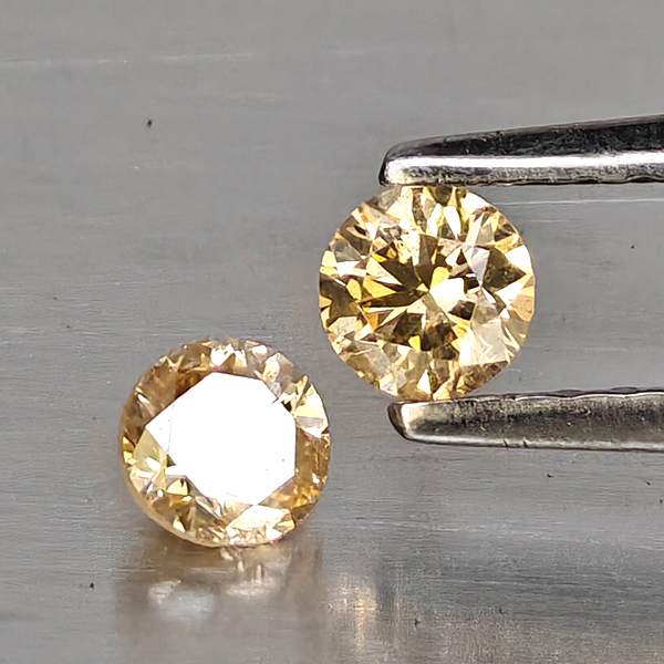 Natural Champagne Color Diamond 0.31 Ct. 2 Pcs. Round Diamond Cut 3.4 Mm. Natural Champagne Color Diamond 0.31 Ct. 2 Pcs. Round Diamond Cut 3.4 Mm.