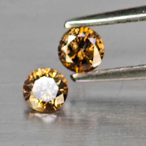 Natural Champagne Color Diamond 0.32 Ct. 2 Pcs. Round Diamond Cut 3.5 Mm. Natural Champagne Color Diamond 0.32 Ct. 2 Pcs. Round Diamond Cut 3.5 Mm.