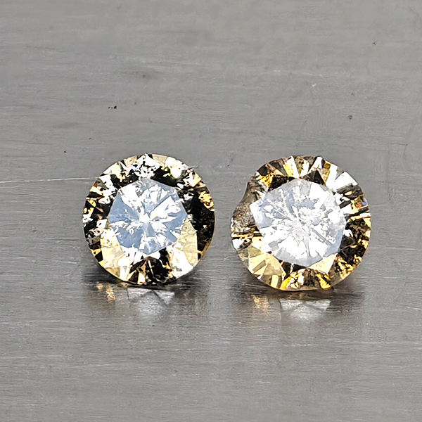 Natural Champagne Color Diamond 0.36 Ct. 2 Pcs. Round Diamond Cut 3.6 Mm. Natural Champagne Color Diamond 0.36 Ct. 2 Pcs. Round Diamond Cut 3.6 Mm.