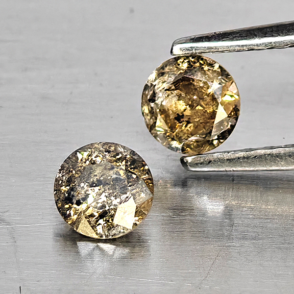 Natural Champagne Color Diamond 0.53 Ct. 2 Pcs. Round Diamond Cut 4 Mm. Natural Champagne Color Diamond 0.53 Ct. 2 Pcs. Round Diamond Cut 4 Mm.