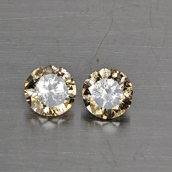 Natural Champagne Color Diamond 0.30 Ct. 2 Pcs. Round Diamond Cut 3.4 Mm. Natural Champagne Color Diamond 0.30 Ct. 2 Pcs. Round Diamond Cut 3.4 Mm.