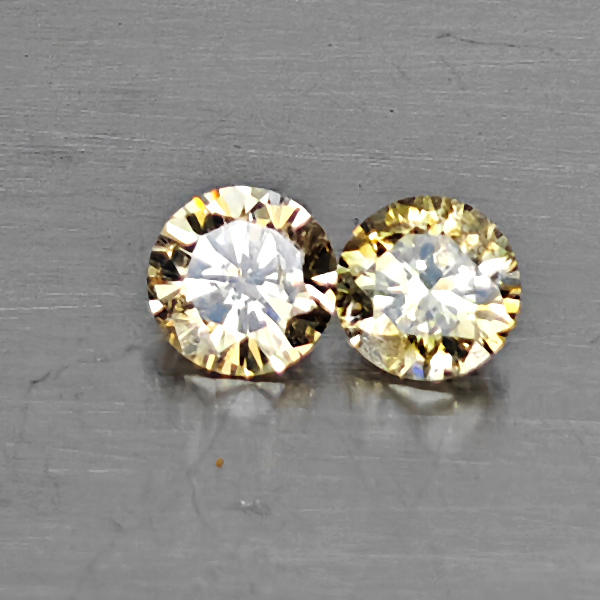 Natural Champagne Color Diamond 0.35 Ct. 2 Pcs. Round Diamond Cut 3.6 Mm. Natural Champagne Color Diamond 0.35 Ct. 2 Pcs. Round Diamond Cut 3.6 Mm.