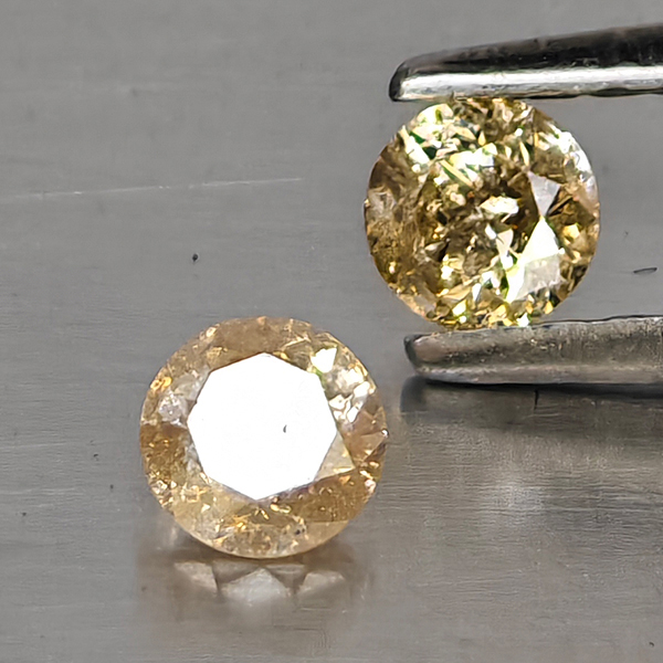 Natural Champagne Color Diamond 0.32 Ct. 2 Pcs. Round Diamond Cut 3.5 Mm. Natural Champagne Color Diamond 0.32 Ct. 2 Pcs. Round Diamond Cut 3.5 Mm.