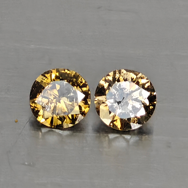 Natural Champagne Color Diamond 0.34 Ct. 2 Pcs. Round Diamond Cut 3.5 Mm. Natural Champagne Color Diamond 0.34 Ct. 2 Pcs. Round Diamond Cut 3.5 Mm.