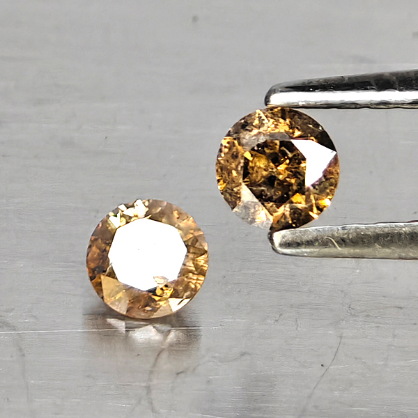 Natural Champagne Color Diamond 0.48 Ct. 2 Pcs. Round Diamond Cut 3.7 Mm. Natural Champagne Color Diamond 0.48 Ct. 2 Pcs. Round Diamond Cut 3.7 Mm.