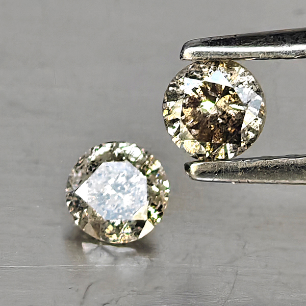 Natural Champagne Color Diamond 0.32 Ct. 2 Pcs. Round Diamond Cut 3.4 Mm. Natural Champagne Color Diamond 0.32 Ct. 2 Pcs. Round Diamond Cut 3.4 Mm.