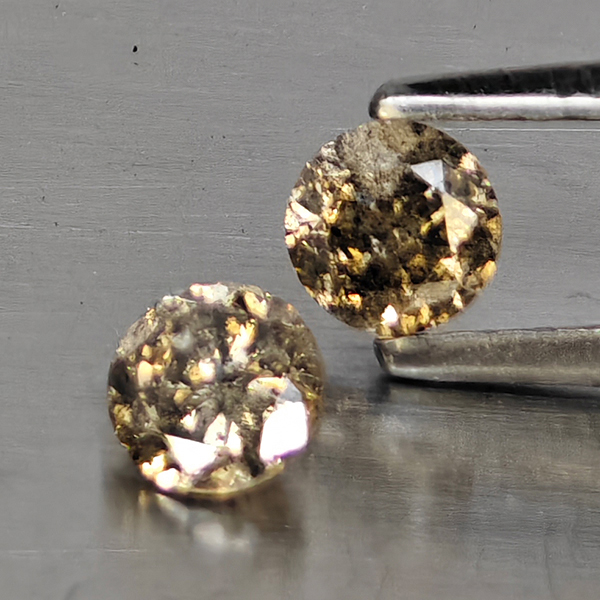 Natural Champagne Color Diamond 0.33 Ct. 2 Pcs. Round Diamond Cut 3.5 Mm. Natural Champagne Color Diamond 0.33 Ct. 2 Pcs. Round Diamond Cut 3.5 Mm.