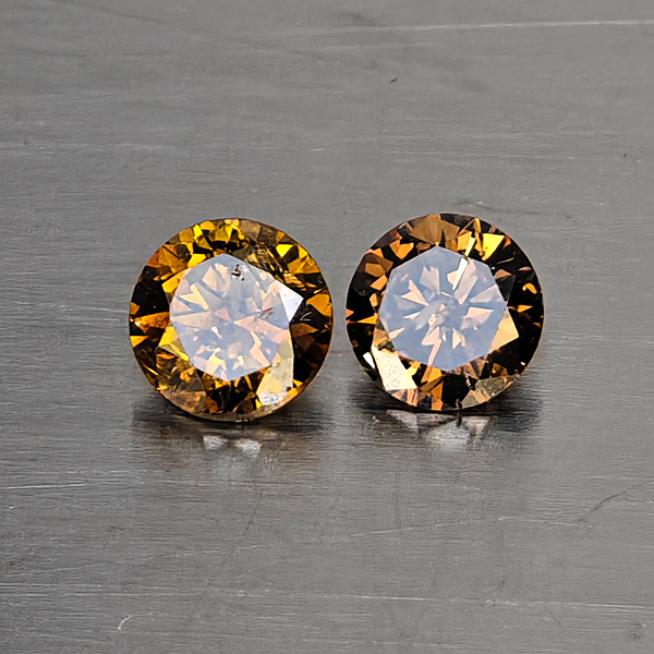 Natural Champagne Color Diamond 0.37 Ct. 2 Pcs. Round Diamond Cut 3.5 Mm. Natural Champagne Color Diamond 0.37 Ct. 2 Pcs. Round Diamond Cut 3.5 Mm.