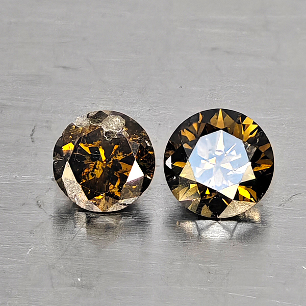 Natural Champagne Color Diamond 0.33 Ct. 2 Pcs. Round Diamond Cut 3.4 Mm. Natural Champagne Color Diamond 0.33 Ct. 2 Pcs. Round Diamond Cut 3.4 Mm.