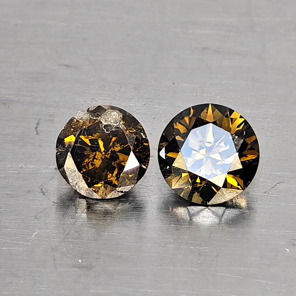 Natural Champagne Color Diamond 0.40 Ct. 2 Pcs. Round Diamond Cut 3.5 Mm. Natural Champagne Color Diamond 0.40 Ct. 2 Pcs. Round Diamond Cut 3.5 Mm.