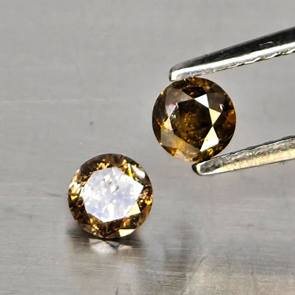 Natural Champagne Color Diamond 0.43 Ct. 2 Pcs. Round Diamond Cut 3.8 Mm. Natural Champagne Color Diamond 0.43 Ct. 2 Pcs. Round Diamond Cut 3.8 Mm.