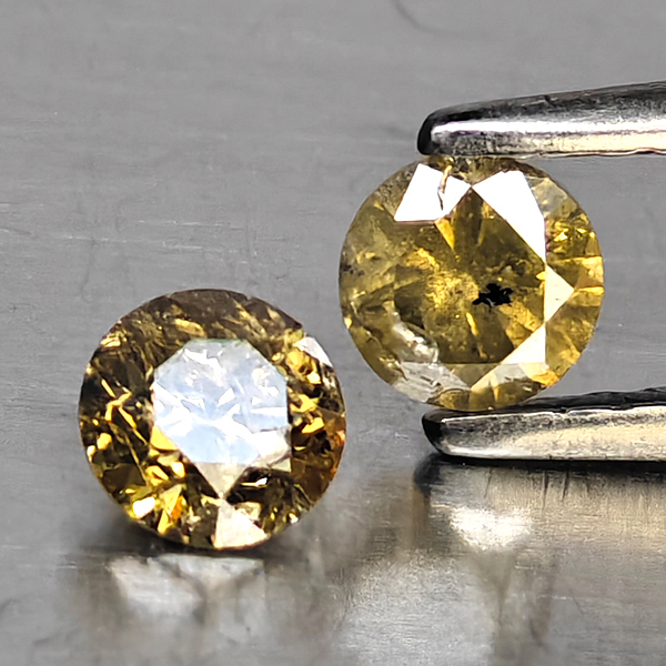 Natural Champagne Color Diamond 0.46 Ct. 2 Pcs. Round Diamond Cut 3.9 Mm. Natural Champagne Color Diamond 0.46 Ct. 2 Pcs. Round Diamond Cut 3.9 Mm.