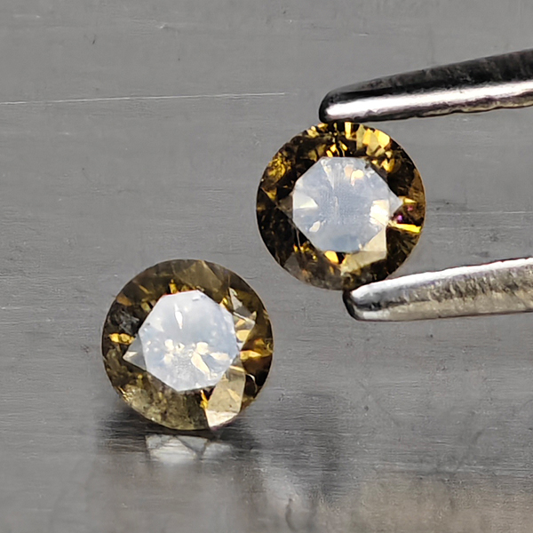Natural Champagne Color Diamond 0.31 Ct. 2 Pcs. Round Diamond Cut 3.4 Mm. Natural Champagne Color Diamond 0.31 Ct. 2 Pcs. Round Diamond Cut 3.4 Mm.
