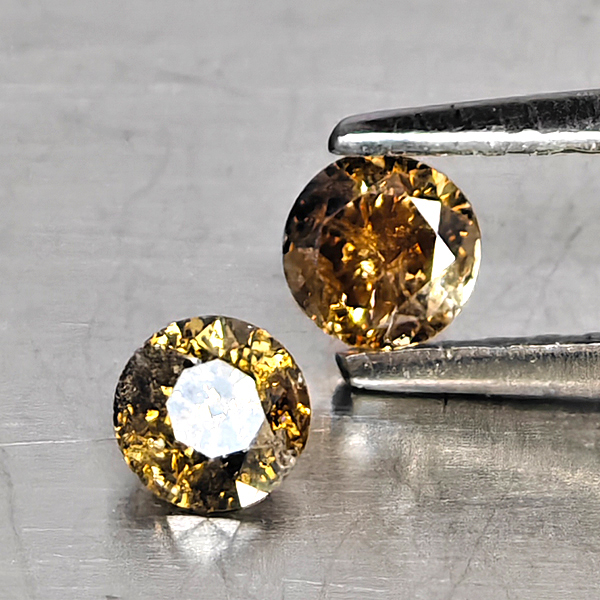 Natural Champagne Color Diamond 0.32 Ct. 2 Pcs. Round Diamond Cut 3.4 Mm. Natural Champagne Color Diamond 0.32 Ct. 2 Pcs. Round Diamond Cut 3.4 Mm.