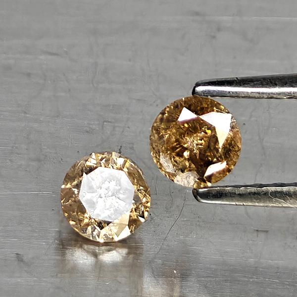 Natural Champagne Color Diamond 0.46 Ct. 2 Pcs. Round Diamond Cut 3.8 Mm. Natural Champagne Color Diamond 0.46 Ct. 2 Pcs. Round Diamond Cut 3.8 Mm.