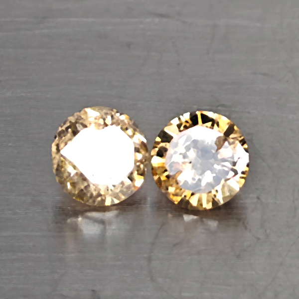 Natural Champagne Color Diamond 0.31 Ct. 2 Pcs. Round Diamond Cut 3.4 Mm. Natural Champagne Color Diamond 0.31 Ct. 2 Pcs. Round Diamond Cut 3.4 Mm.